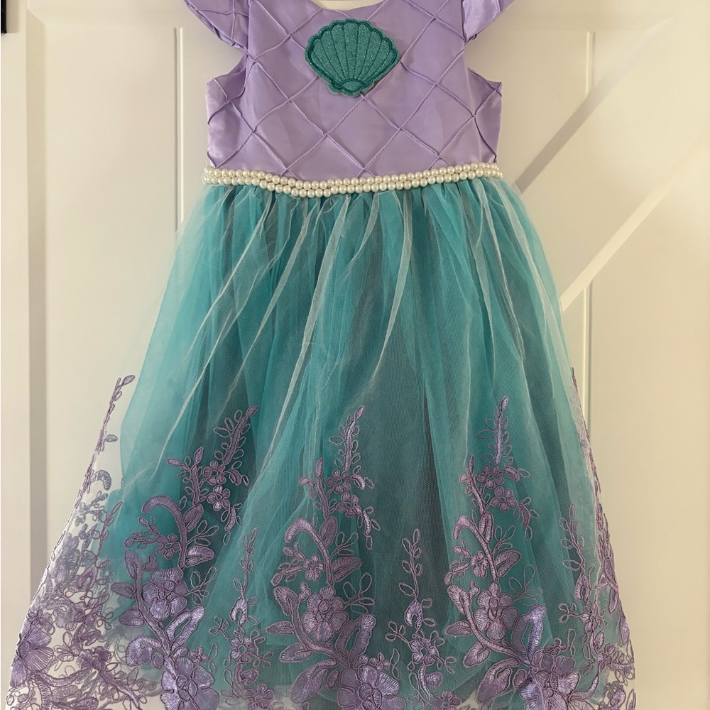 Purple and Teal Dress with Shell Design